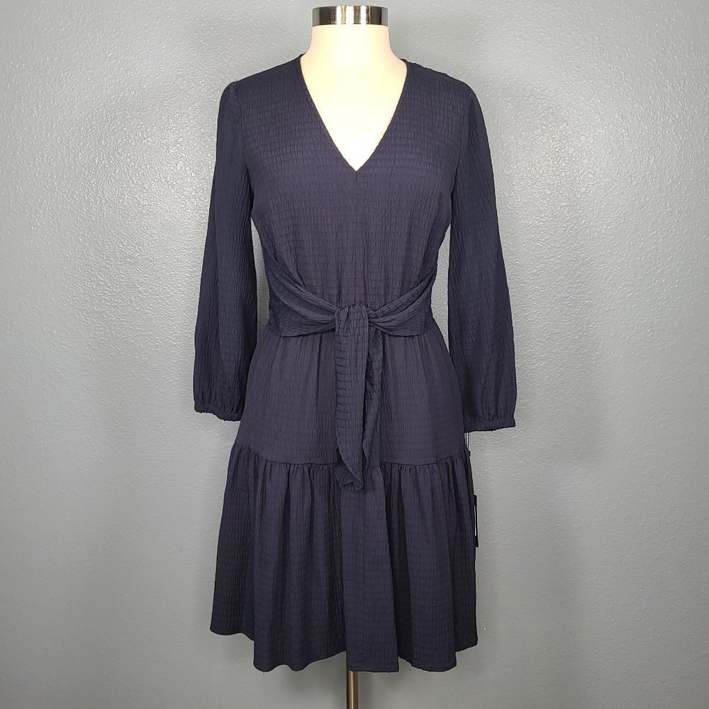 Tommy Hilfiger V-Neck Long Sleeve Tie Waist Dress